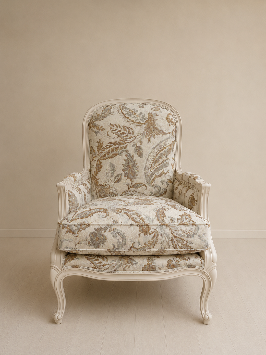 Klasik Lake Berjer- Bej Çiçek Desenli