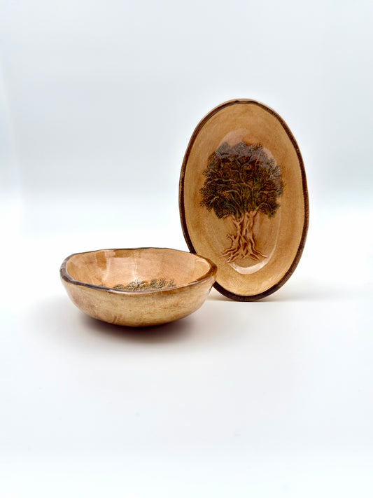 Zeytin Ağacı Seramik Kase (2'li Set)