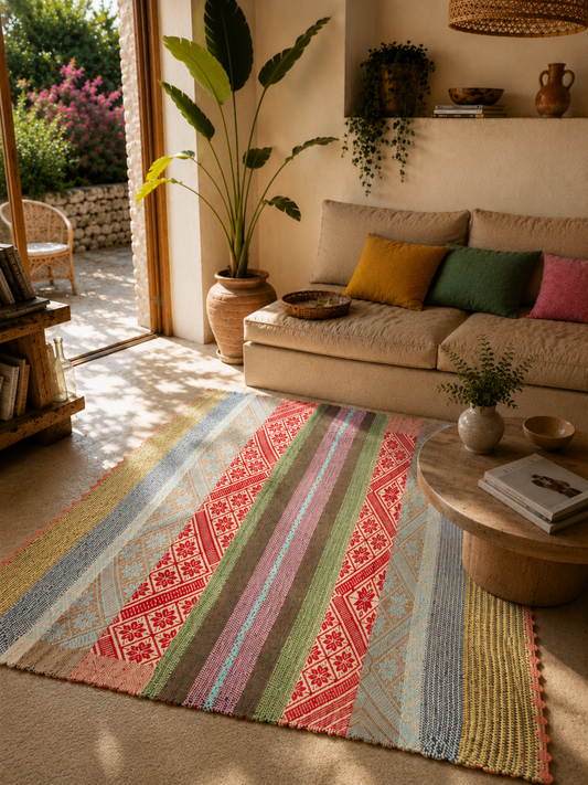 Alpaka İpi Renkli Kilim