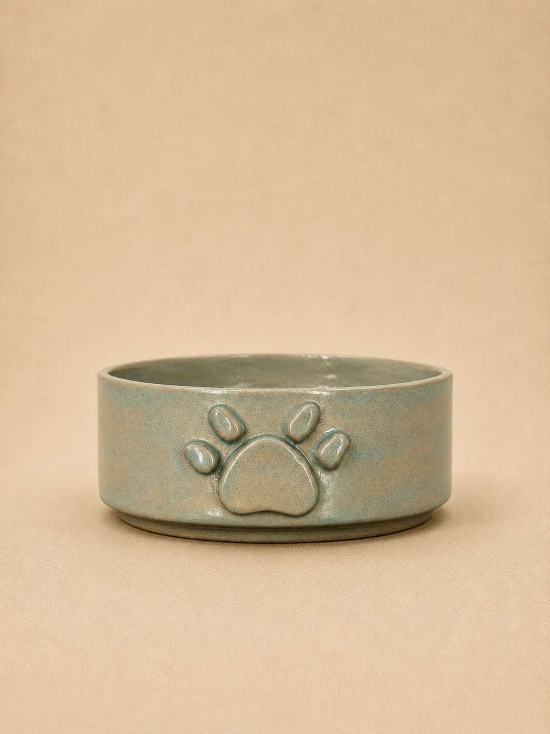 Dokulu El Yapımı Seramik Kedi & Köpek Mama Kabı- Mint Pati