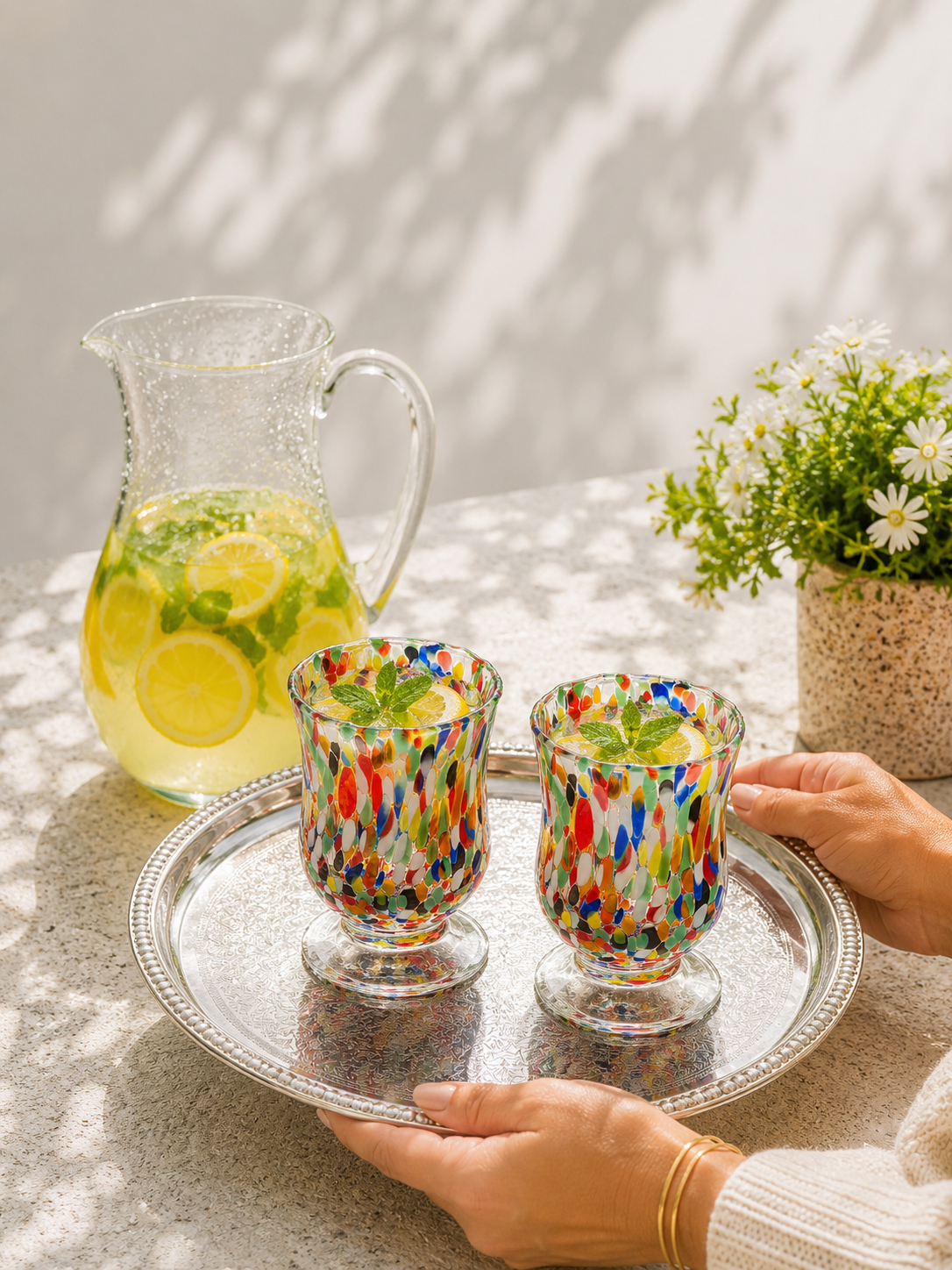 Murano Renkli Cam Kadeh-Karışık Renkli