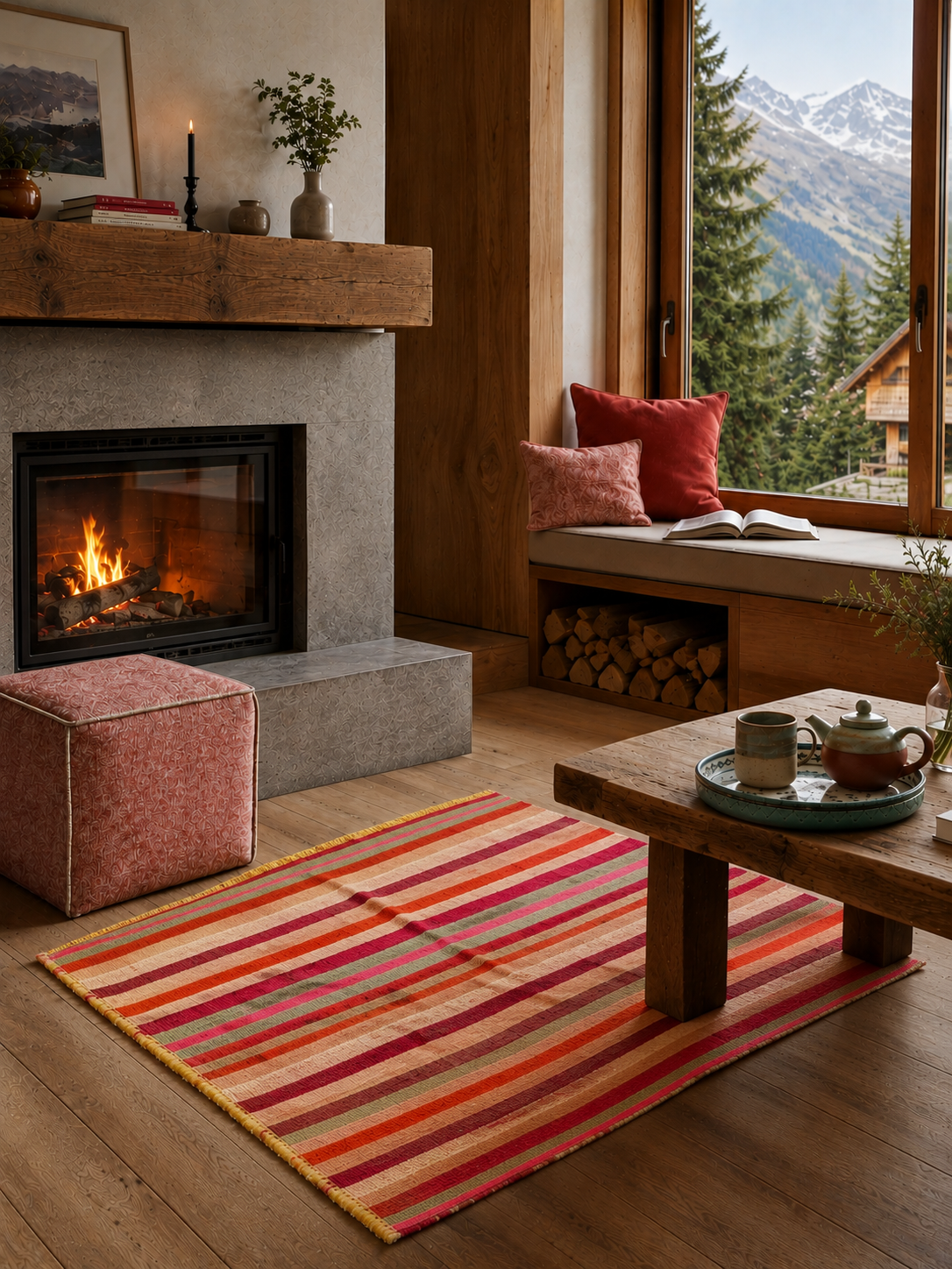 Alpaka İpi Renkli Kilim