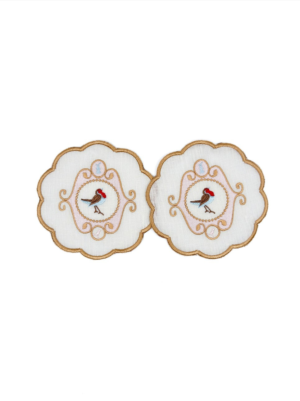 Keten Krem Bardak Altlığı (2'li Set)