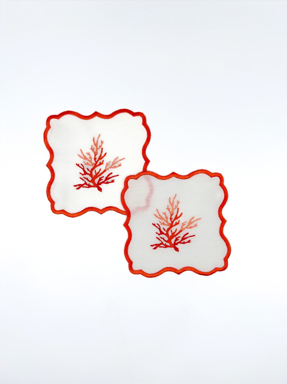Mercan Keten Bardak Altlığı (2'li Set)