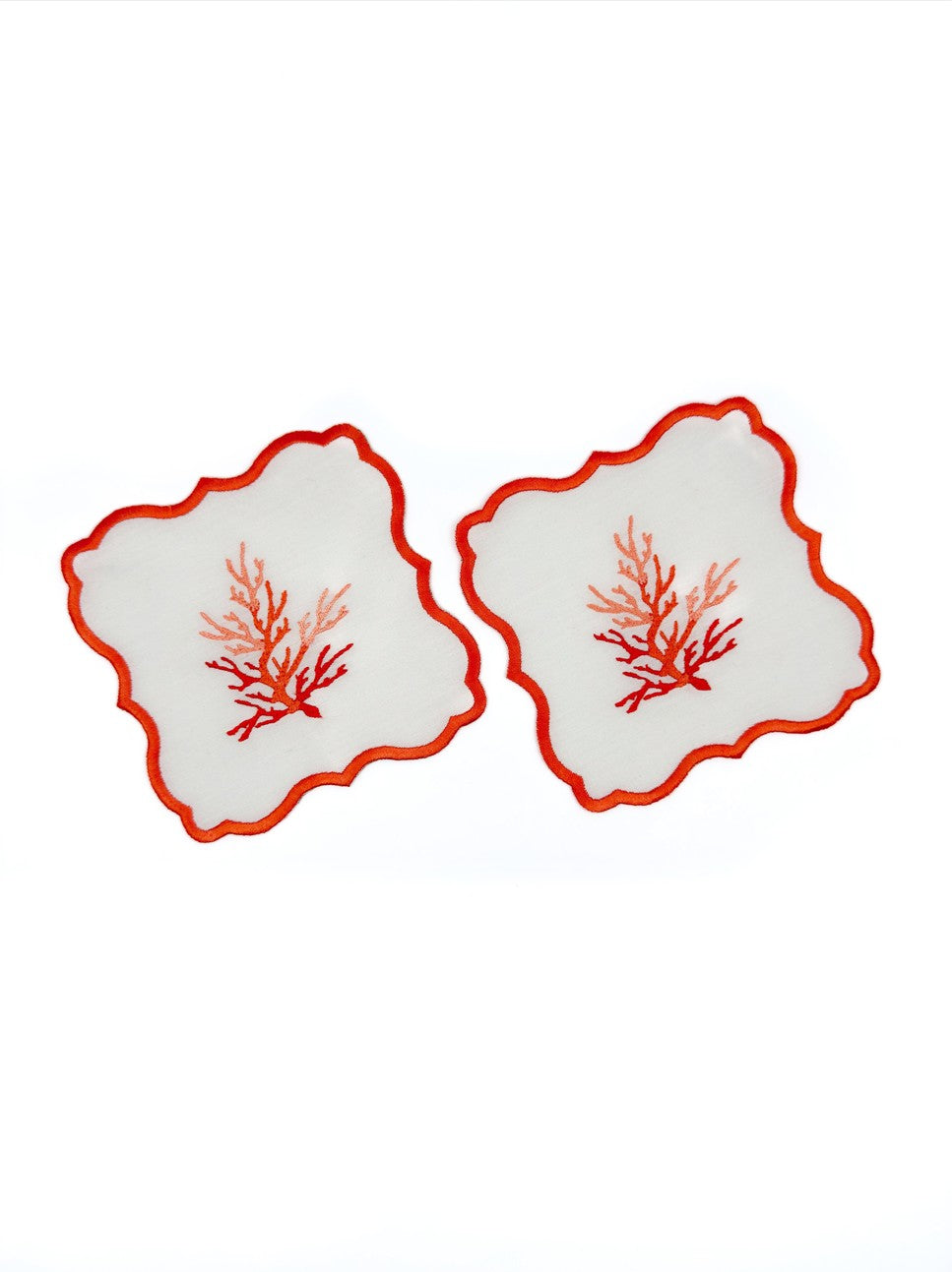Mercan Keten Bardak Altlığı (2'li Set)