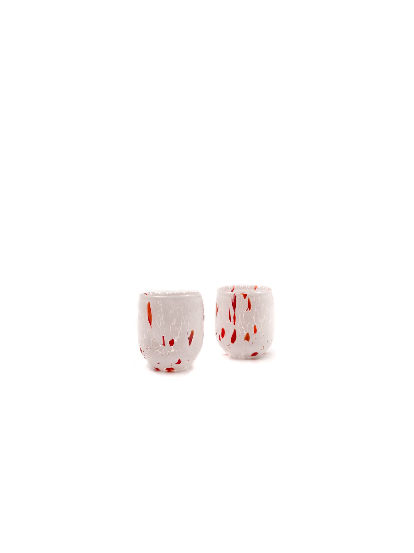 Murano Renkli Mini Cam Bardak Koleksiyonu (2'li Set)-Beyaz