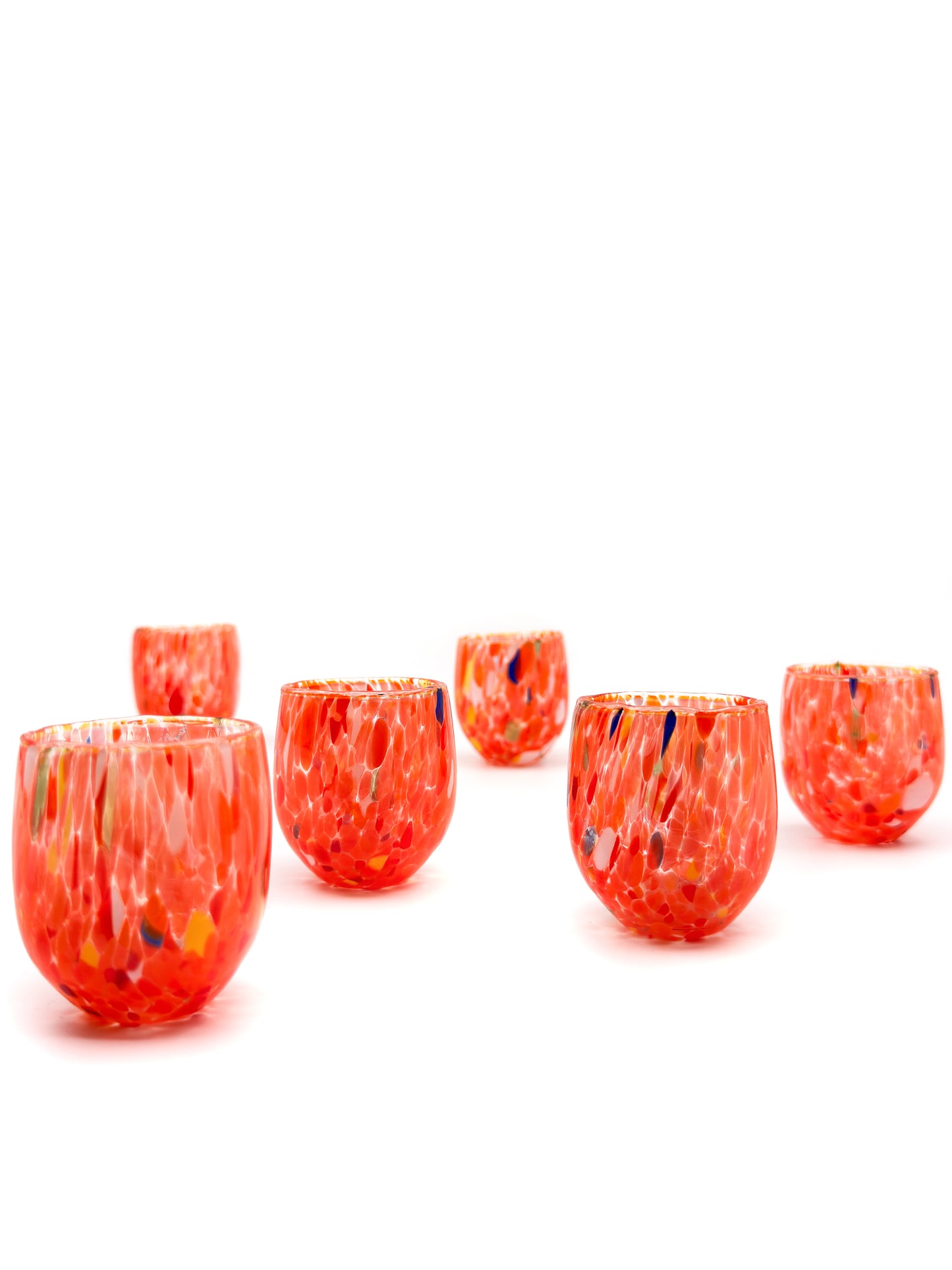Murano Renkli Mini Cam Bardak Koleksiyonu (2'li Set)-Turuncu