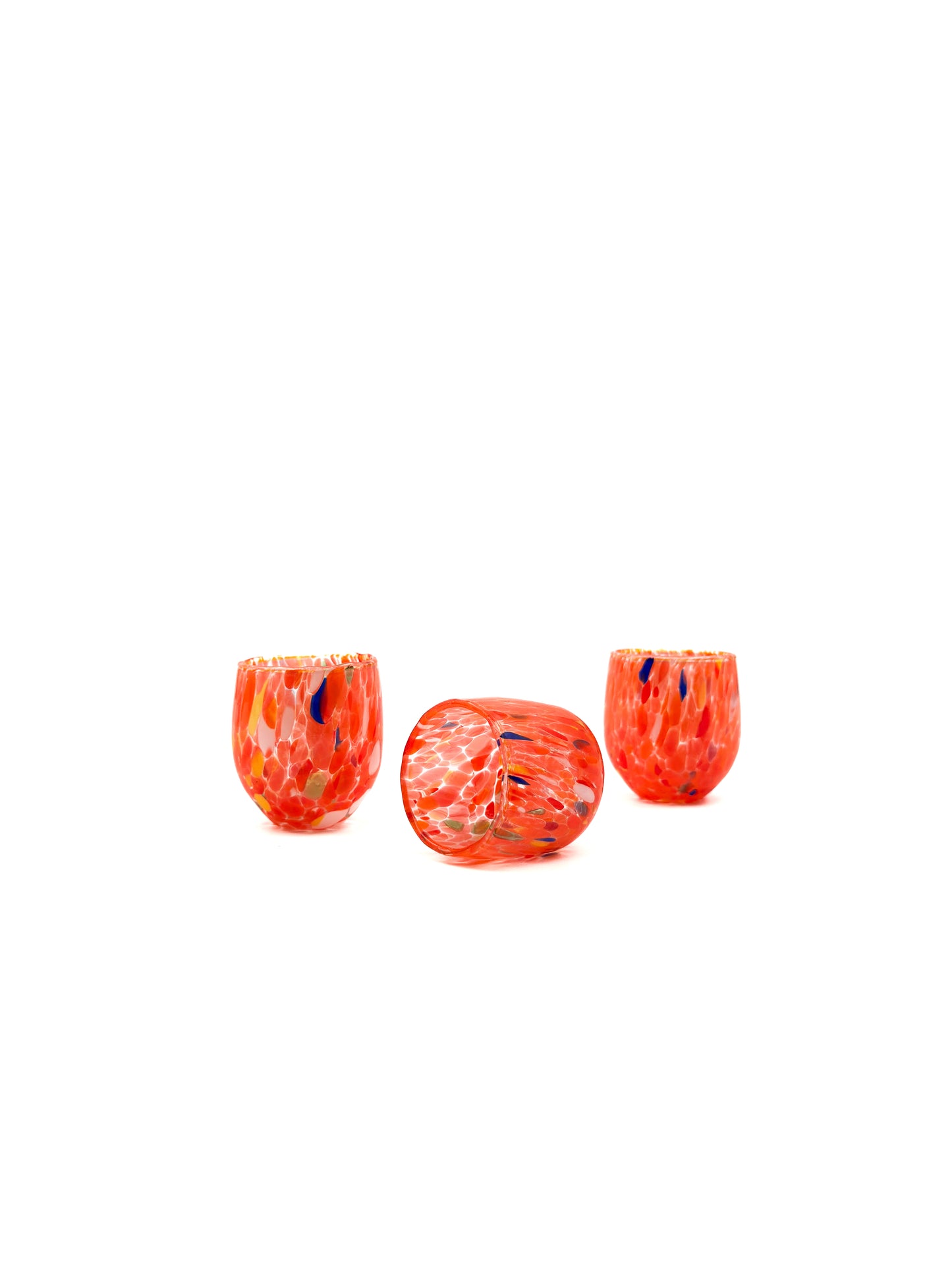 Murano Renkli Mini Cam Bardak Koleksiyonu (2'li Set)-Turuncu
