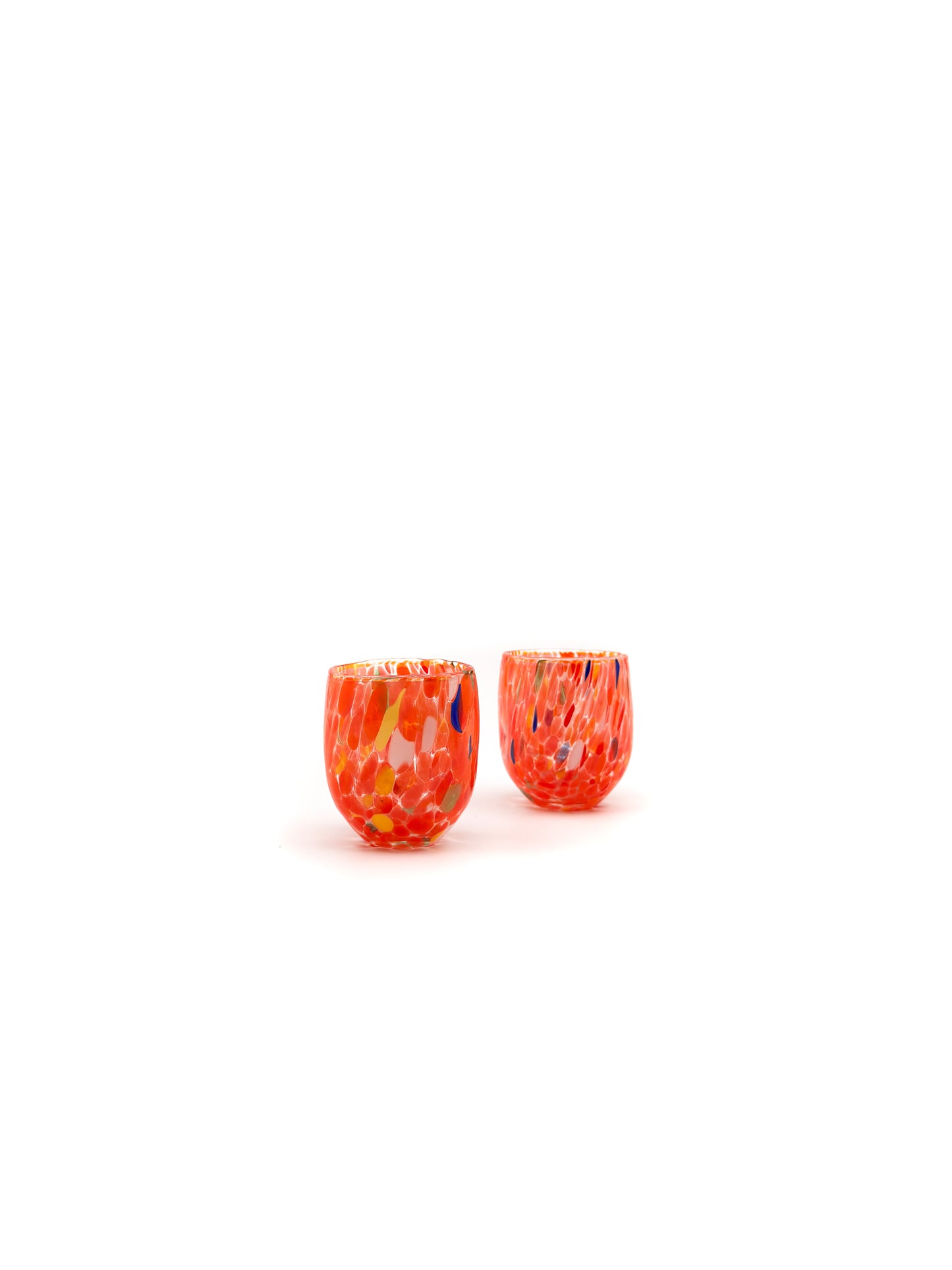 Murano Renkli Mini Cam Bardak Koleksiyonu (2'li Set)-Turuncu