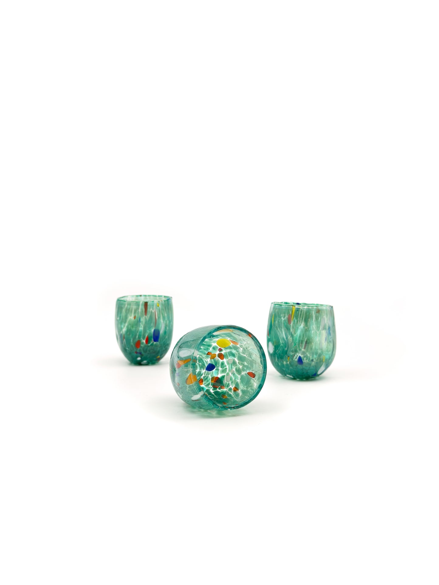 Murano Renkli Mini Cam Bardak Koleksiyonu (2'li Set)-Yeşil