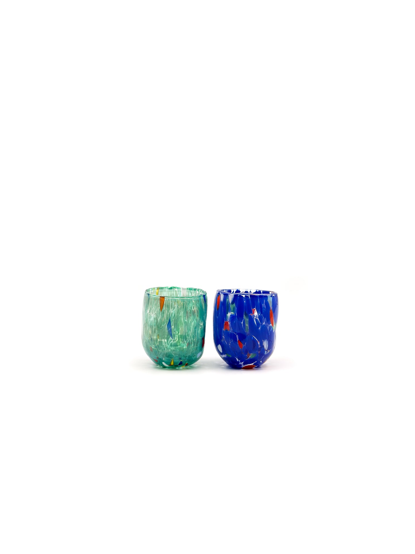 Murano Renkli Mini Cam Bardak Koleksiyonu (2'li Set)-Yeşil