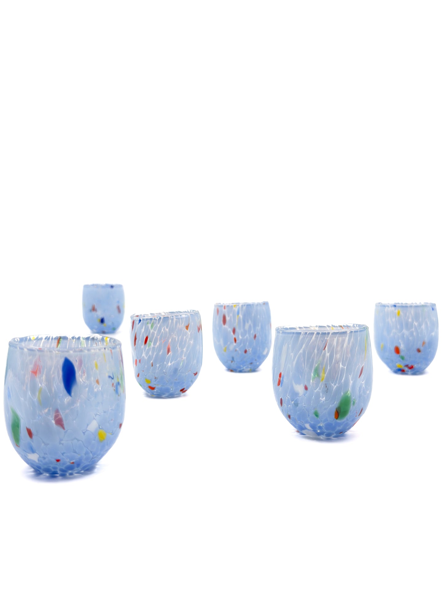 Murano Renkli Mini Cam Bardak Koleksiyonu (2'li Set)-Mavi