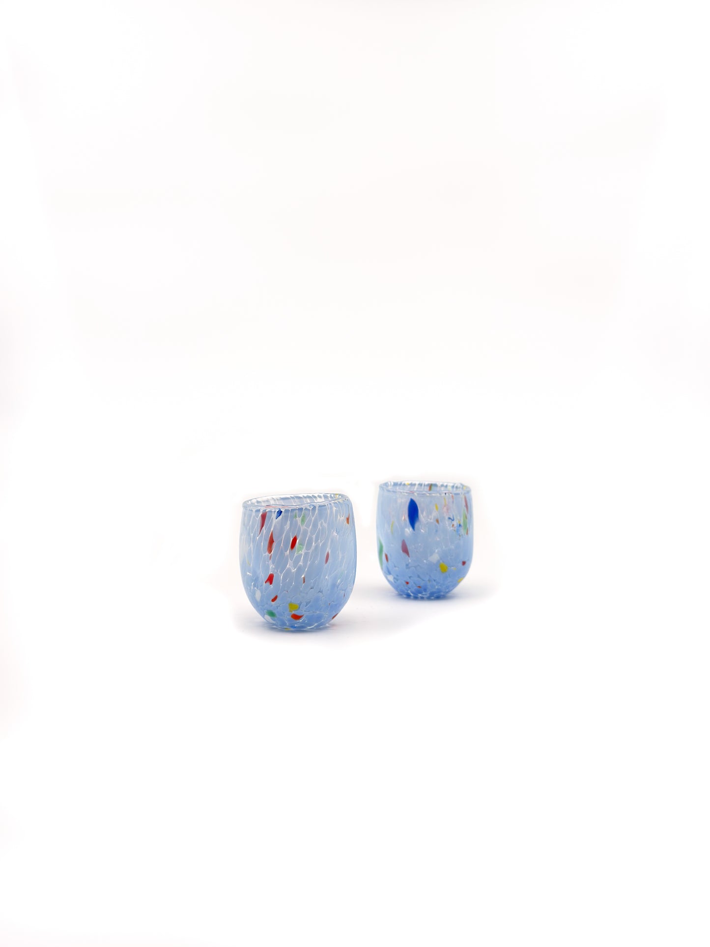Murano Renkli Mini Cam Bardak Koleksiyonu (2'li Set)-Mavi
