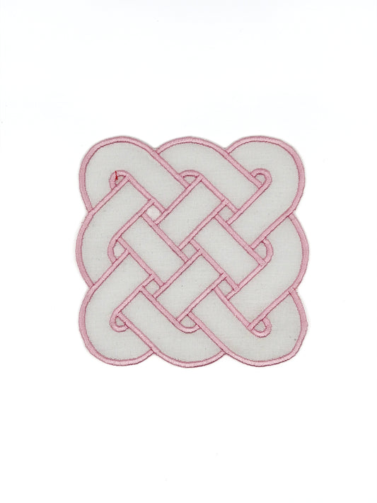 Pembe Örgü Keten Bardak Altlığı (2'li Set)
